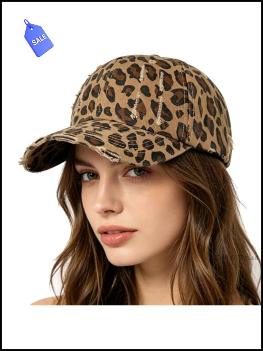 Adjustable Leopard Print Baseball Cap Distressed Trucker Hat